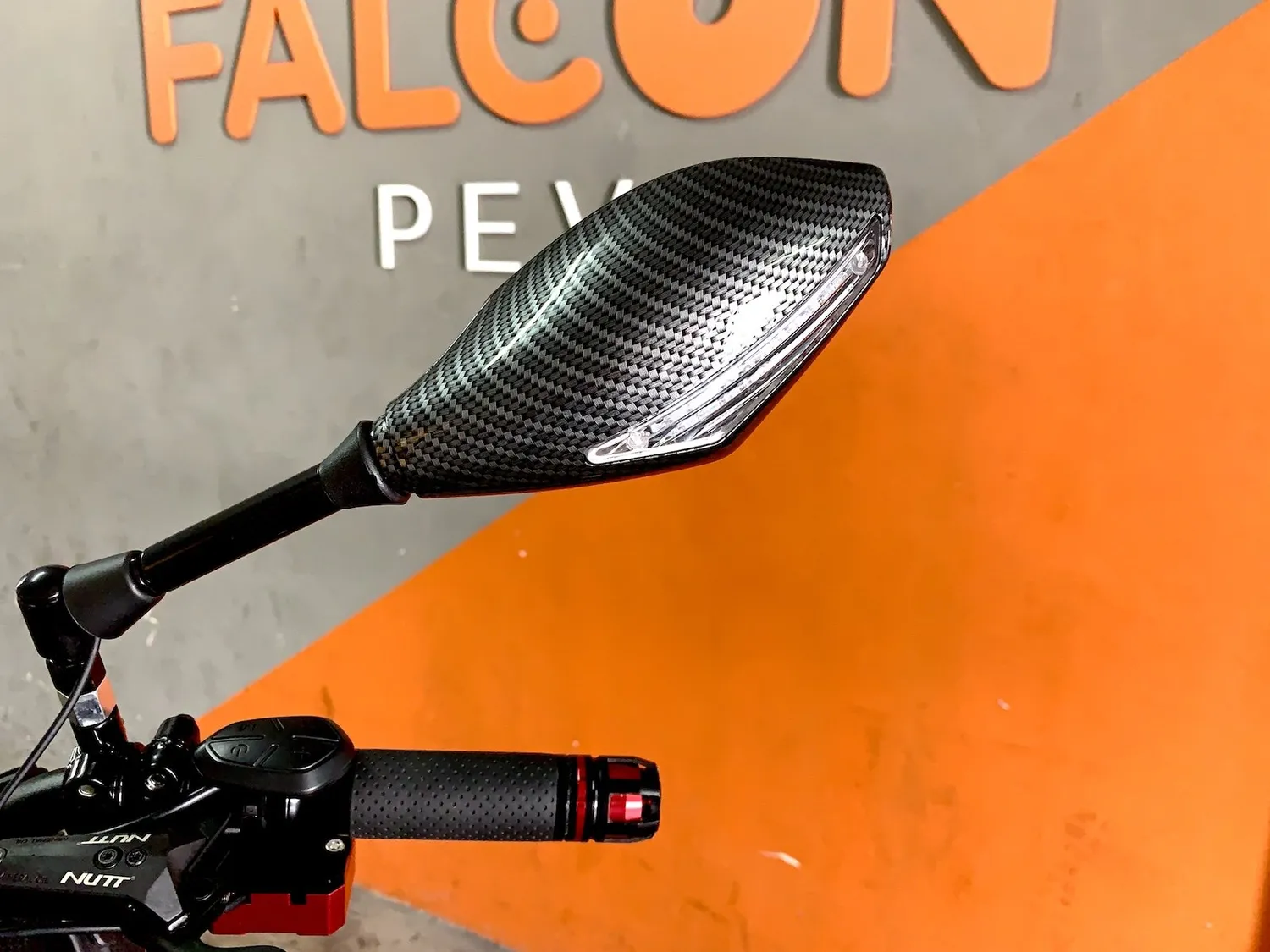 Zero sidespeil med blinklys LED par karbon
