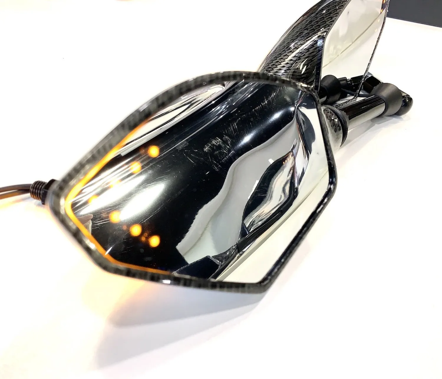 Zero sidespeil med blinklys LED par karbon