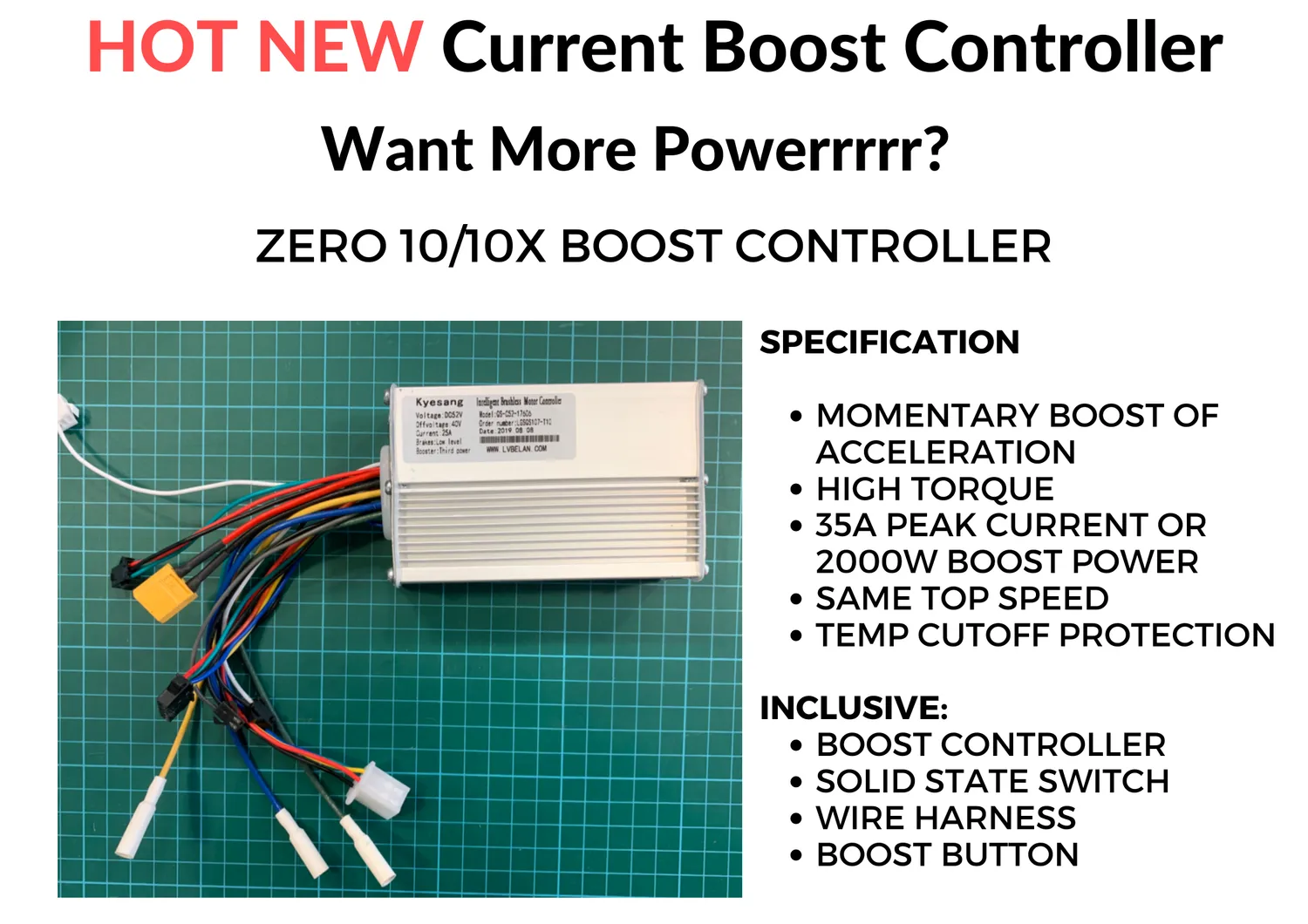 Zero 10 52V 25A kontroller 1000W Boost original