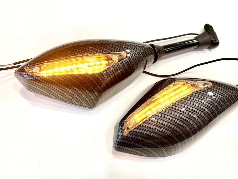 Zero sidespeil med blinklys LED par karbon