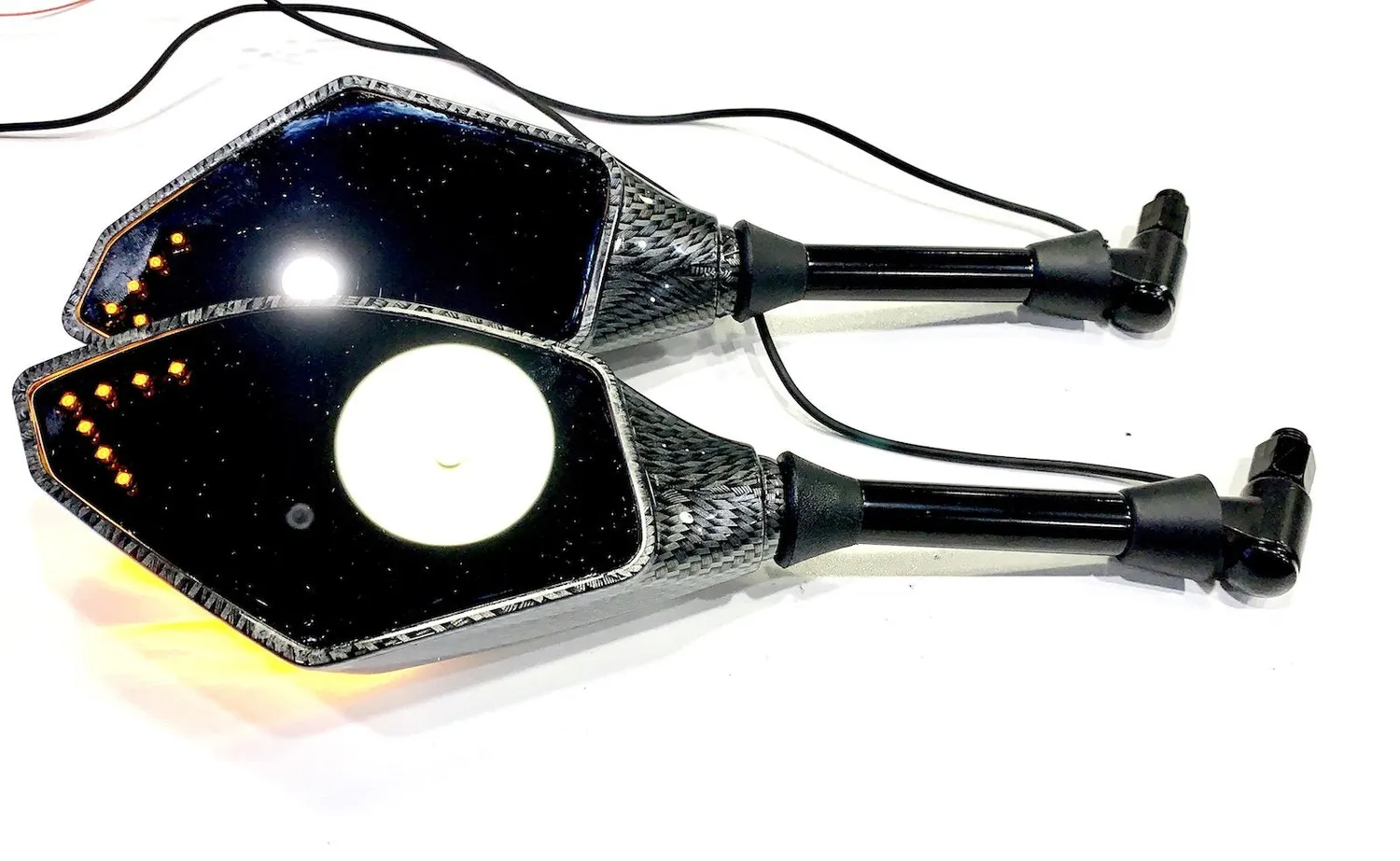 Zero sidespeil med blinklys LED par karbon